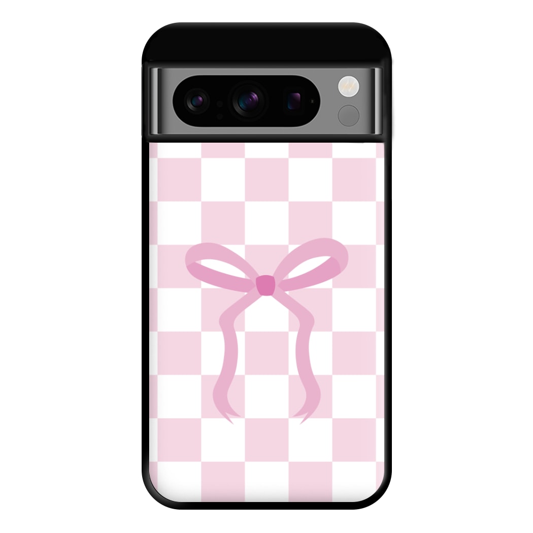 Checkered Coquette Bow Pink Phone Case for Google Pixel 8 Pro