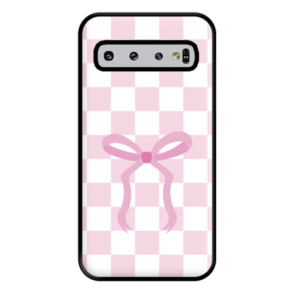 Checkered Coquette Bow Pink Phone Case for Galaxy S10 Plus