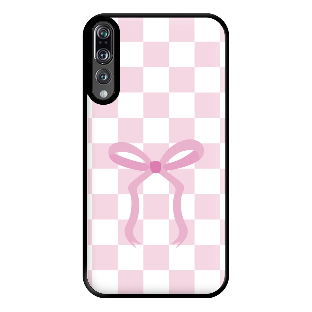 Checkered Coquette Bow Pink Phone Case for Huawei P20 Pro