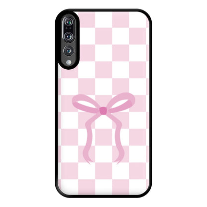 Checkered Coquette Bow Pink Phone Case for Huawei P20 Pro