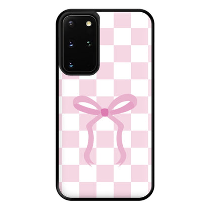 Checkered Coquette Bow Pink Phone Case for Galaxy S20 Plus