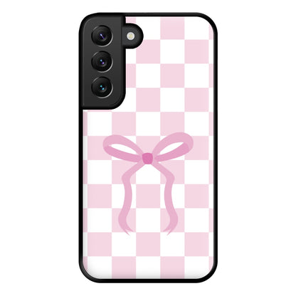 Checkered Coquette Bow Pink Phone Case for Galaxy S22 Plus