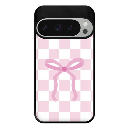 Checkered Coquette Bow Pink Phone Case for Google Pixel 9 Pro XL