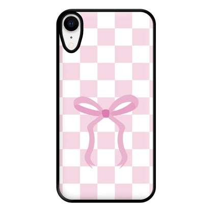 Checkered Coquette Bow Pink Phone Case for iPhone XR