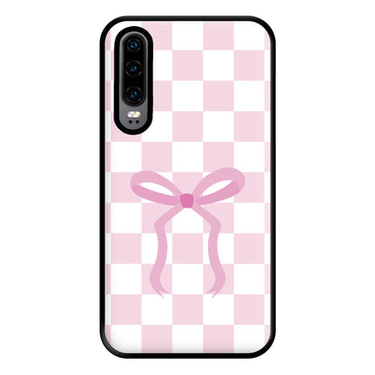 Checkered Coquette Bow Pink Phone Case for Huawei P30