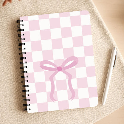 Checkered Coquette Bow Pink Notepad