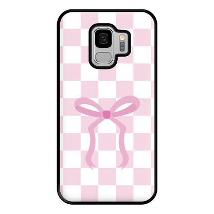 Checkered Coquette Bow Pink Phone Case for Galaxy S9 Plus