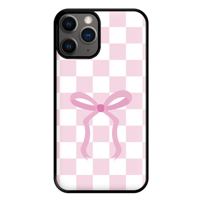 Checkered Coquette Bow Pink Phone Case for iPhone 12 Pro Max