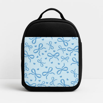 Coquette Bows And Hearts Navy Blue Insulated Lunchbox
