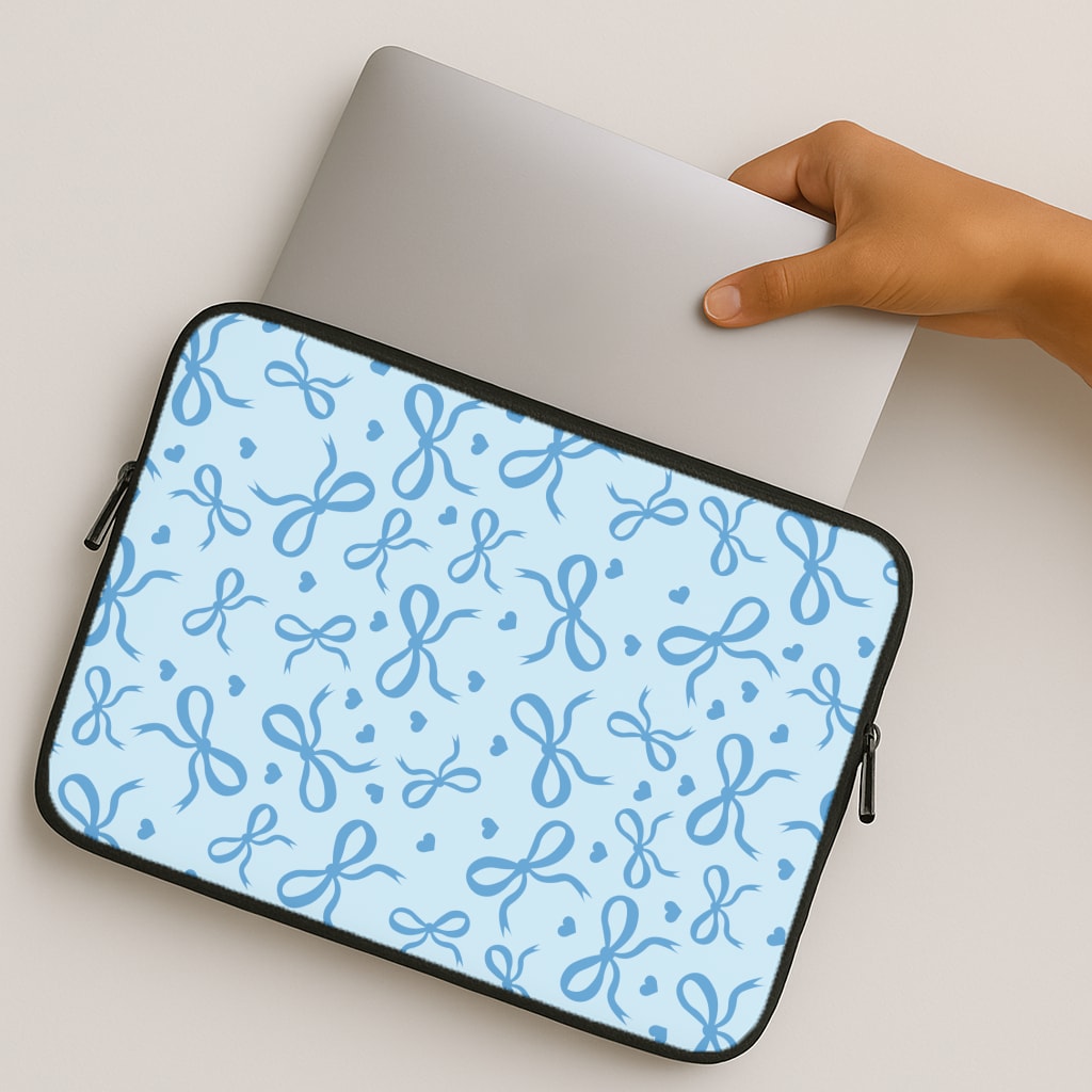 Coquette Bows And Hearts Navy Blue MacBook Case