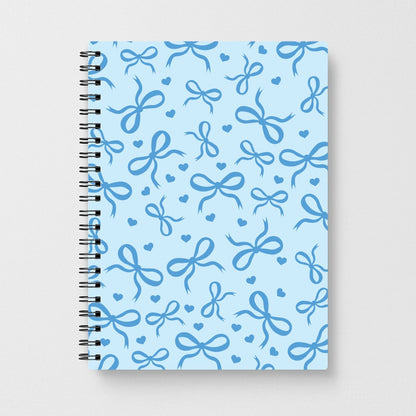 Coquette Bows And Hearts Navy Blue Notebook
