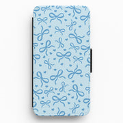 Coquette Bows And Hearts Navy Blue Flip / Wallet Phone Case 1