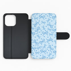 Coquette Bows And Hearts Navy Blue Flip Phone Case
