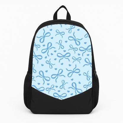Coquette Bows And Hearts Navy Blue Large Backpack