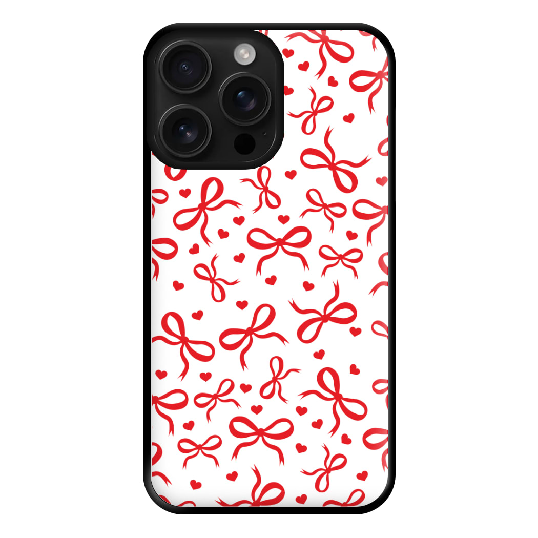 Coquette Bows And Hearts Red Phone Case for iPhone 16 Pro Max