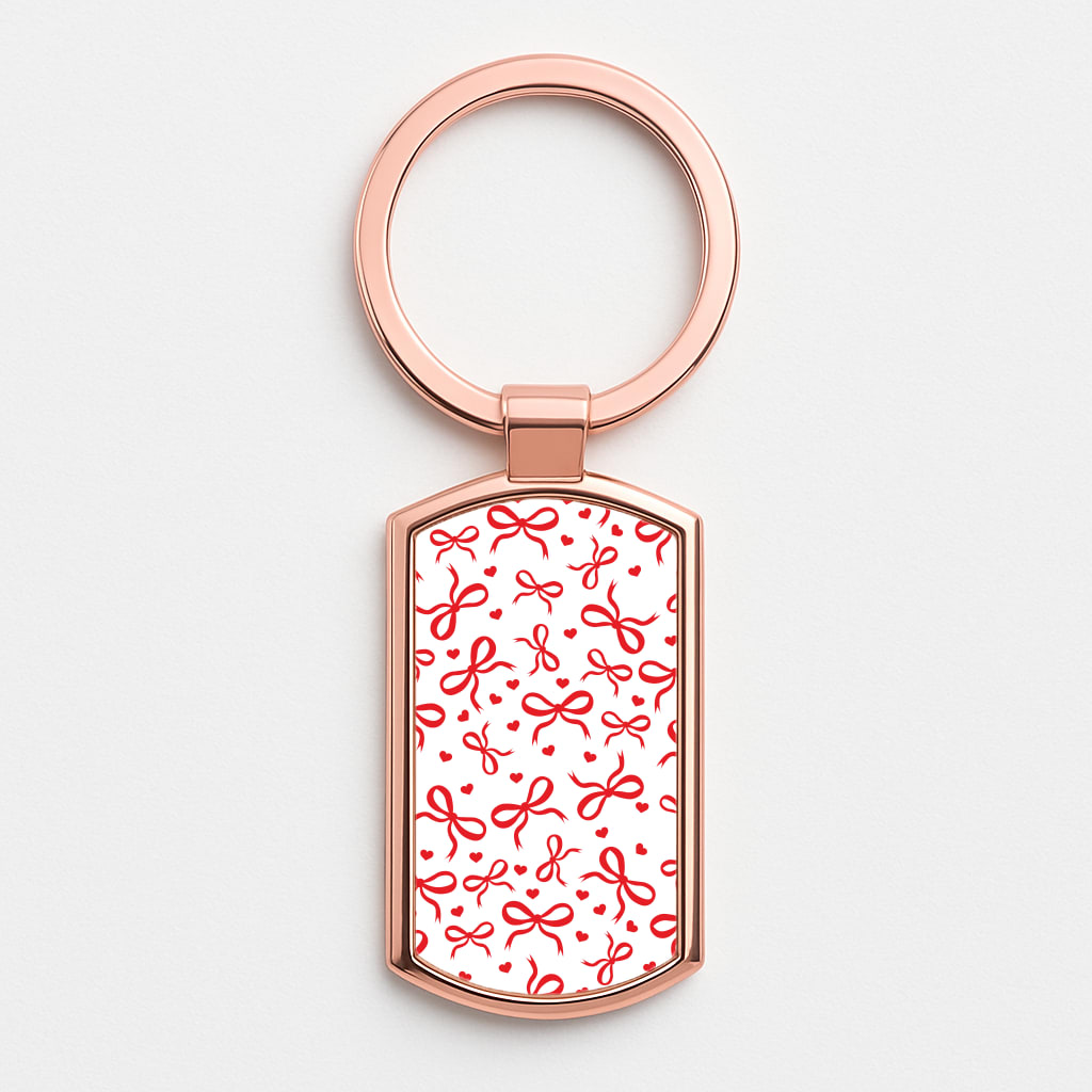 Coquette Bows And Hearts Red Rose Gold Keyring