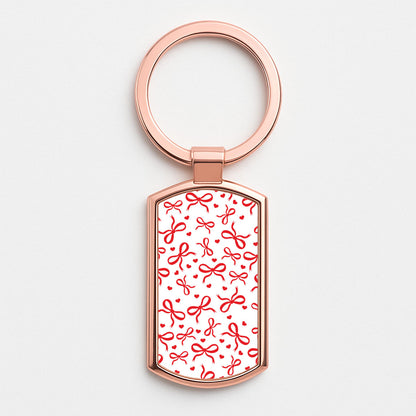 Coquette Bows And Hearts Red Rose Gold Keyring