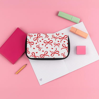 Coquette Bows And Hearts Red Pencil Case