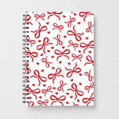 Coquette Bows And Hearts Red Notebook