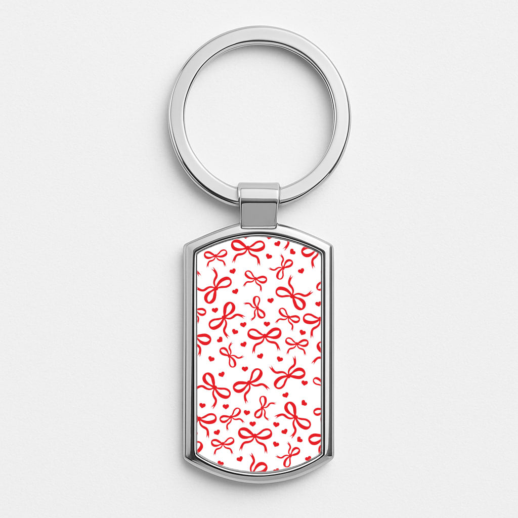 Coquette Bows And Hearts Red Silver Keyring