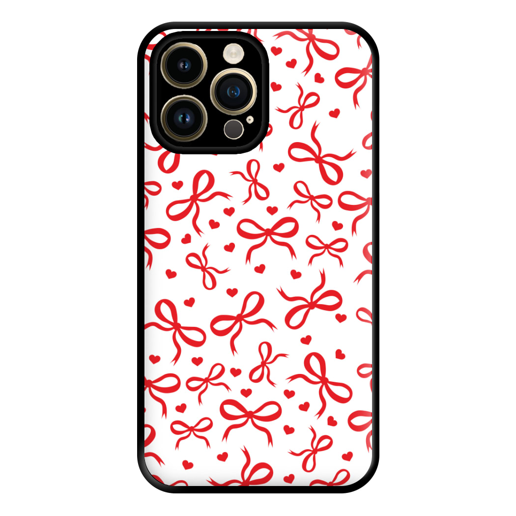 Coquette Bows And Hearts Red Phone Case for iPhone 14 Pro Max