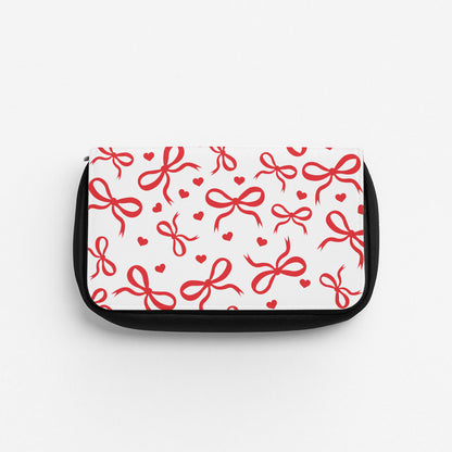 Coquette Bows And Hearts Red Pencil Case