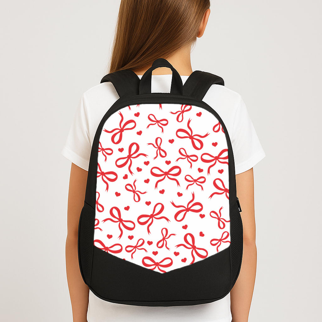 Coquette Bows And Hearts Red Large School Bag