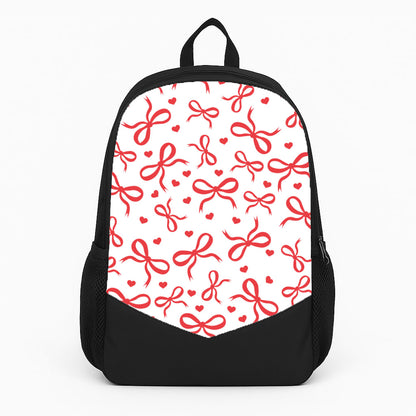 Coquette Bows And Hearts Red Large Backpack