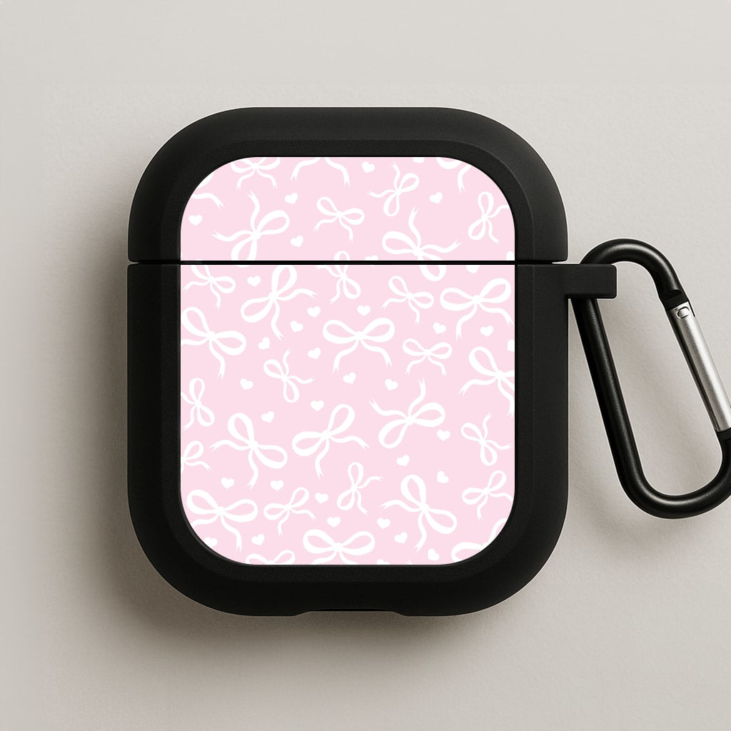 Coquette Bows And Hearts Baby Pink AirPods Case