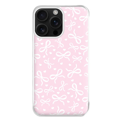 Coquette Bows And Hearts Baby Pink Phone Case for iPhone 16 Pro Max