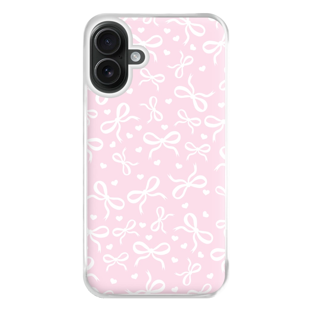 Coquette Bows And Hearts Baby Pink Phone Case for iPhone 16 Plus