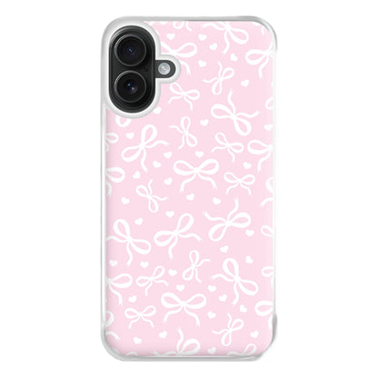 Coquette Bows And Hearts Baby Pink Phone Case for iPhone 16 Plus