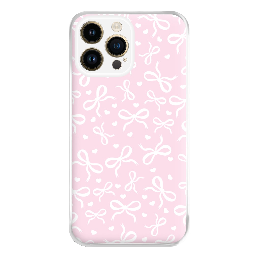 Coquette Bows And Hearts Baby Pink Phone Case for iPhone 14 Pro Max