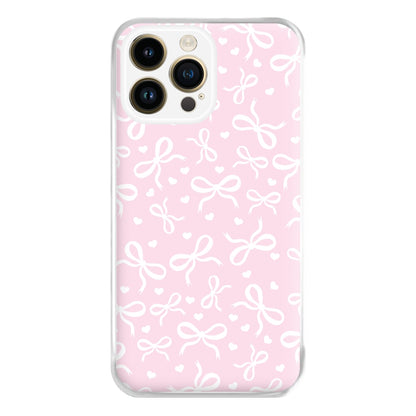 Coquette Bows And Hearts Baby Pink Phone Case for iPhone 14 Pro Max