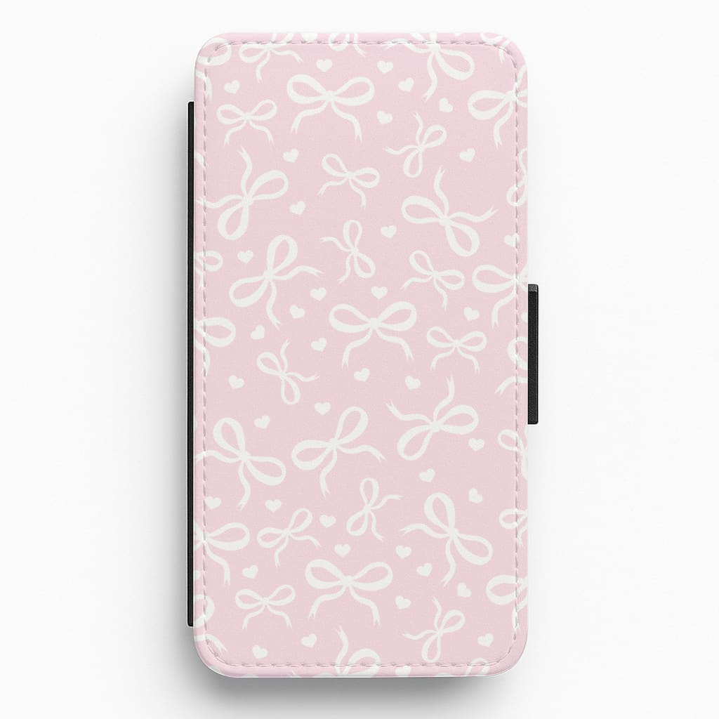 Coquette Bows And Hearts Baby Pink Flip / Wallet Phone Case