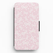 Coquette Bows And Hearts Baby Pink Flip / Wallet Phone Case 1