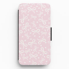 Coquette Bows And Hearts Baby Pink Flip / Wallet Phone Case