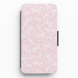 Coquette Bows And Hearts Baby Pink Flip / Wallet Phone Case