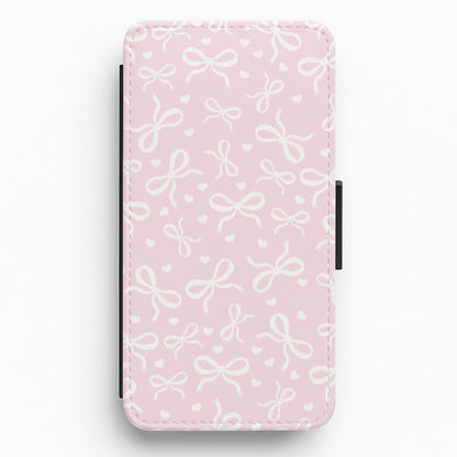 Coquette Bows And Hearts Baby Pink Flip / Wallet Phone Case