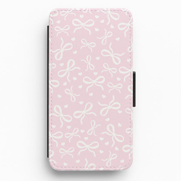 Coquette Bows And Hearts Baby Pink Flip / Wallet Phone Case