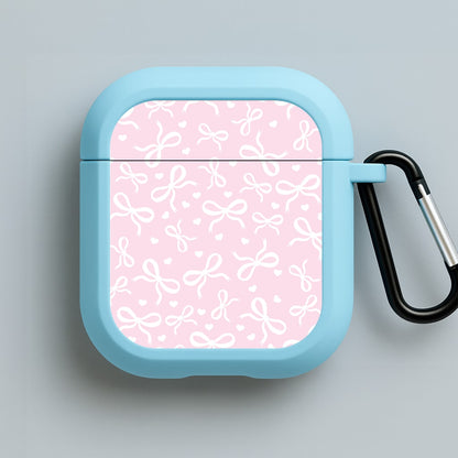 Coquette Bows And Hearts Baby Pink Blue AirPods Case