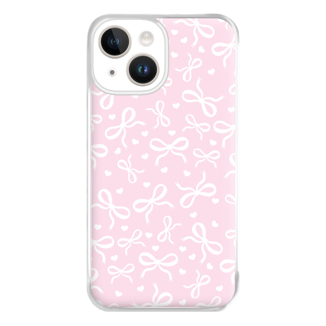 Coquette Bows And Hearts Baby Pink Phone Case for iPhone 14