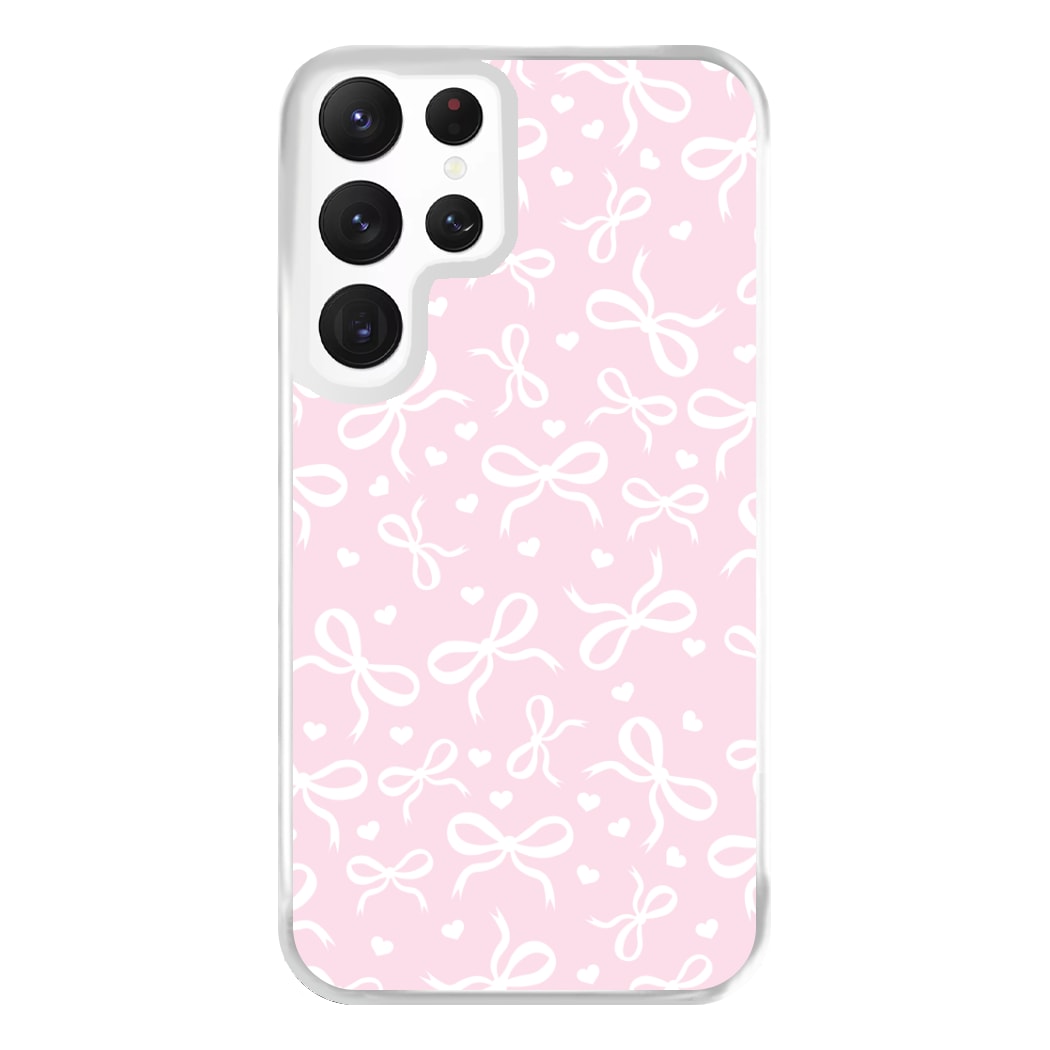 Coquette Bows And Hearts Baby Pink Phone Case for Galaxy S22 Ultra