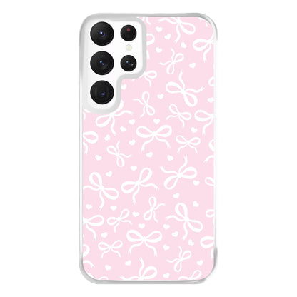 Coquette Bows And Hearts Baby Pink Phone Case for Galaxy S22 Ultra