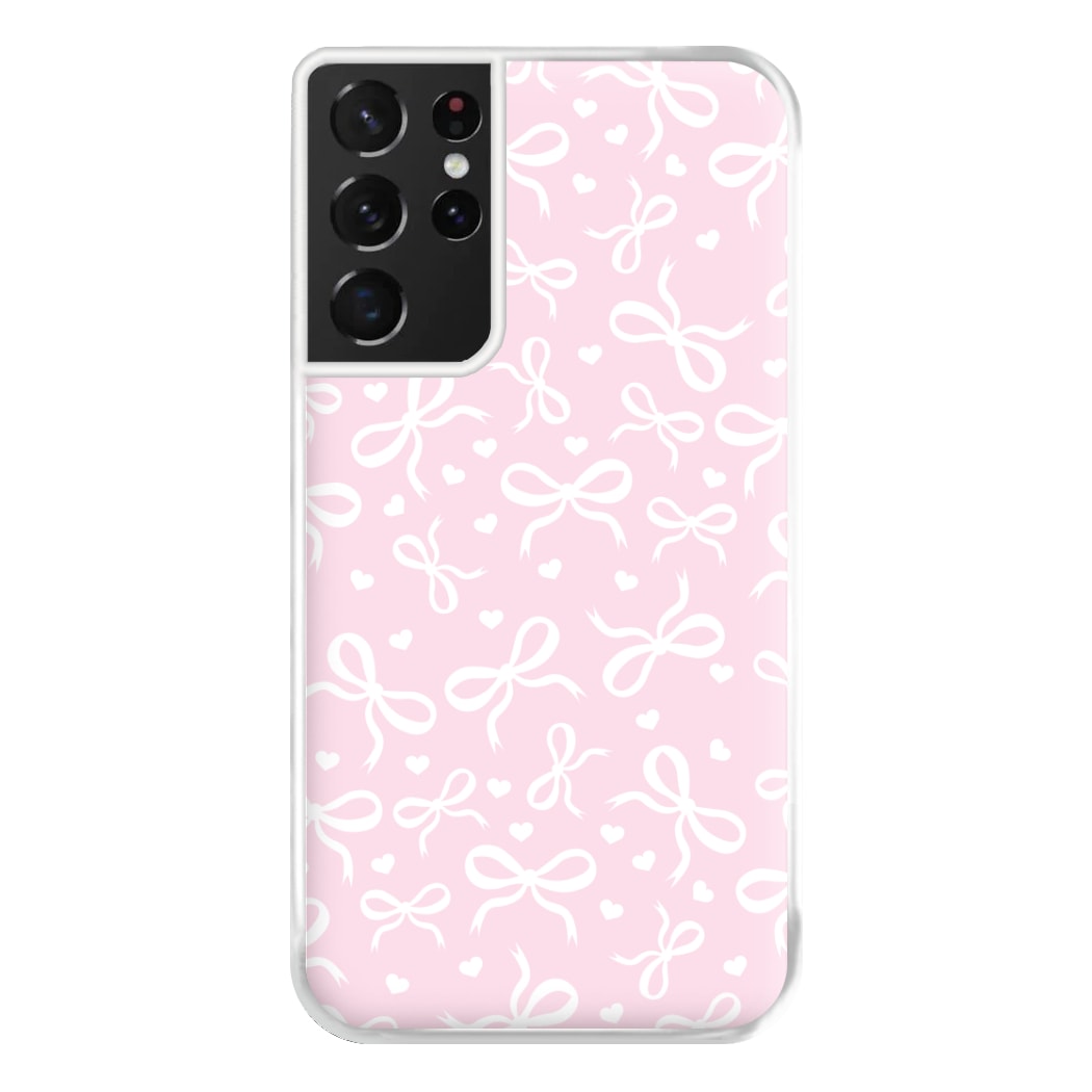 Coquette Bows And Hearts Baby Pink Phone Case for Galaxy S21 Ultra