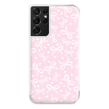 Coquette Bows And Hearts Baby Pink Phone Case for Galaxy S21 Ultra