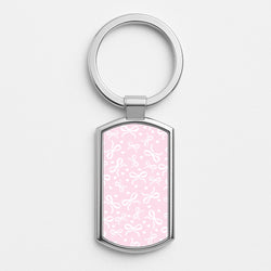 Coquette Bows And Hearts Baby Pink Silver Keyring