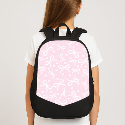 Coquette Bows And Hearts Baby Pink Large School Bag