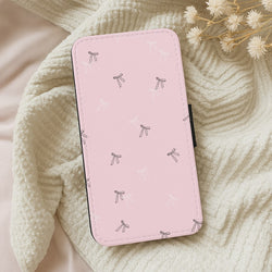 Coquette Mini Bows Pattern Pink Wallet Phone Case