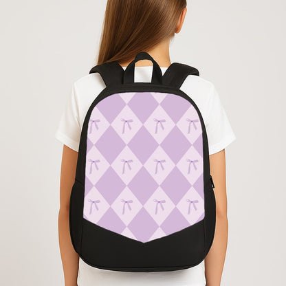 Purple Argyle Coquette Pattern Large School Bag